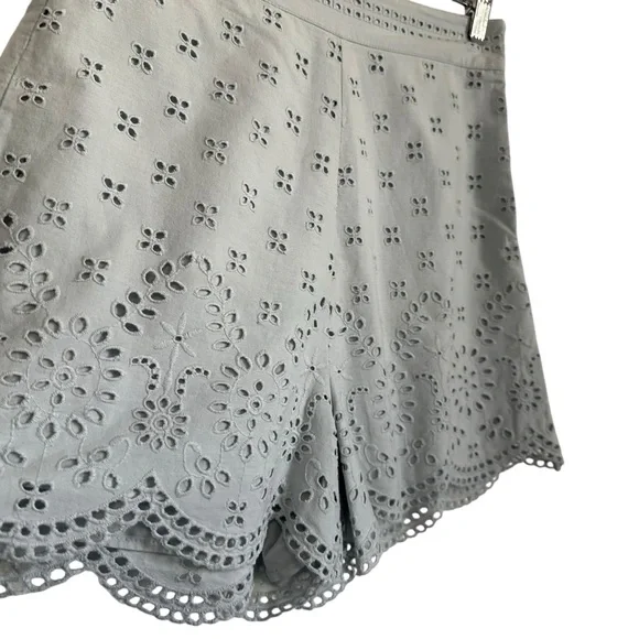 INTERMIX Womens Malia Scalloped Eyelet Shorts Size 2 Blue Lined High Rise - Picture 6 of 12
